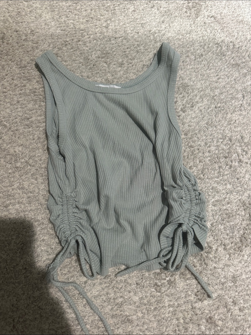 Women's Sage Ribbed Drawstring Tank Top